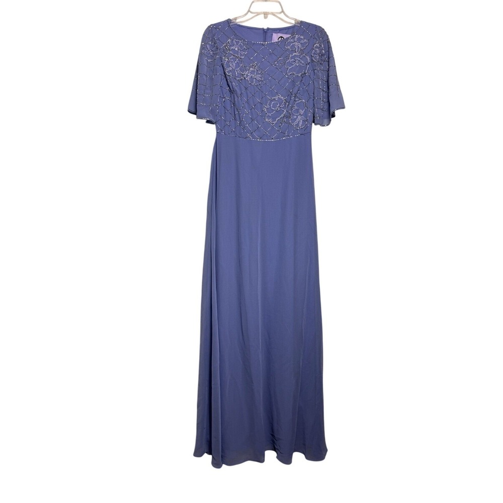 JS‎ Collections Lauren Gown 2 Steel Blue Beaded Flutter Sleeve Whimsigoth Fairy